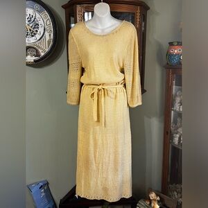 Vintage 80s Just-Mort Knit Crochet Style Dress Size Medium